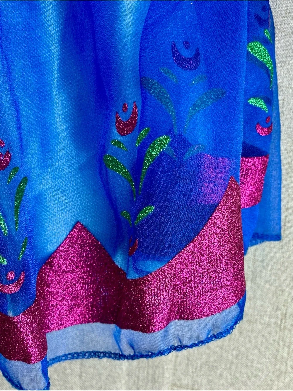 Disney Frozen Anna Traveling Costume Child Dress Blue Size 4-6 S Nordic Scandi